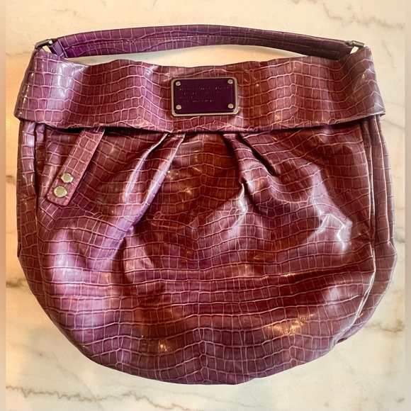 Marc By Marc Jacobs VINTAGE CrocEmbossed Purple Hobo/Sling Bag X-LARGE Crossbody - Picture 4 of 17